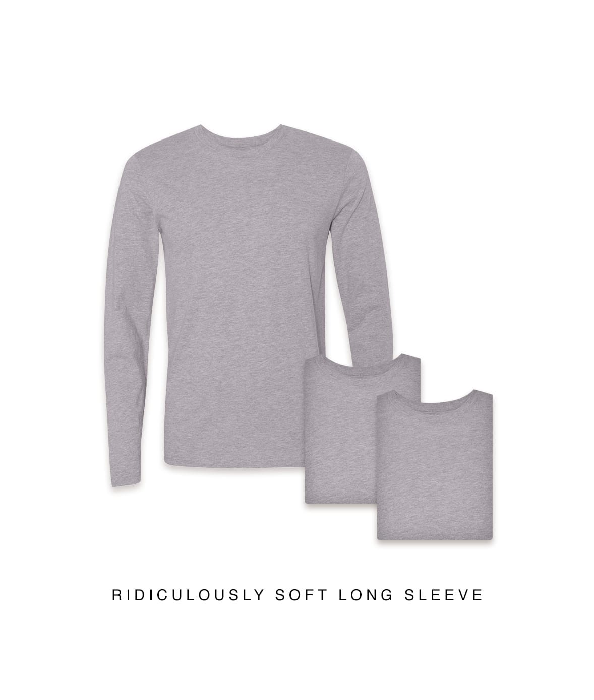 Nayked Apparel Men Men's 3pk Ridiculously Soft Long Sleeve 100% Cotton T-Shirt Grey / Small / NA0136-3PK