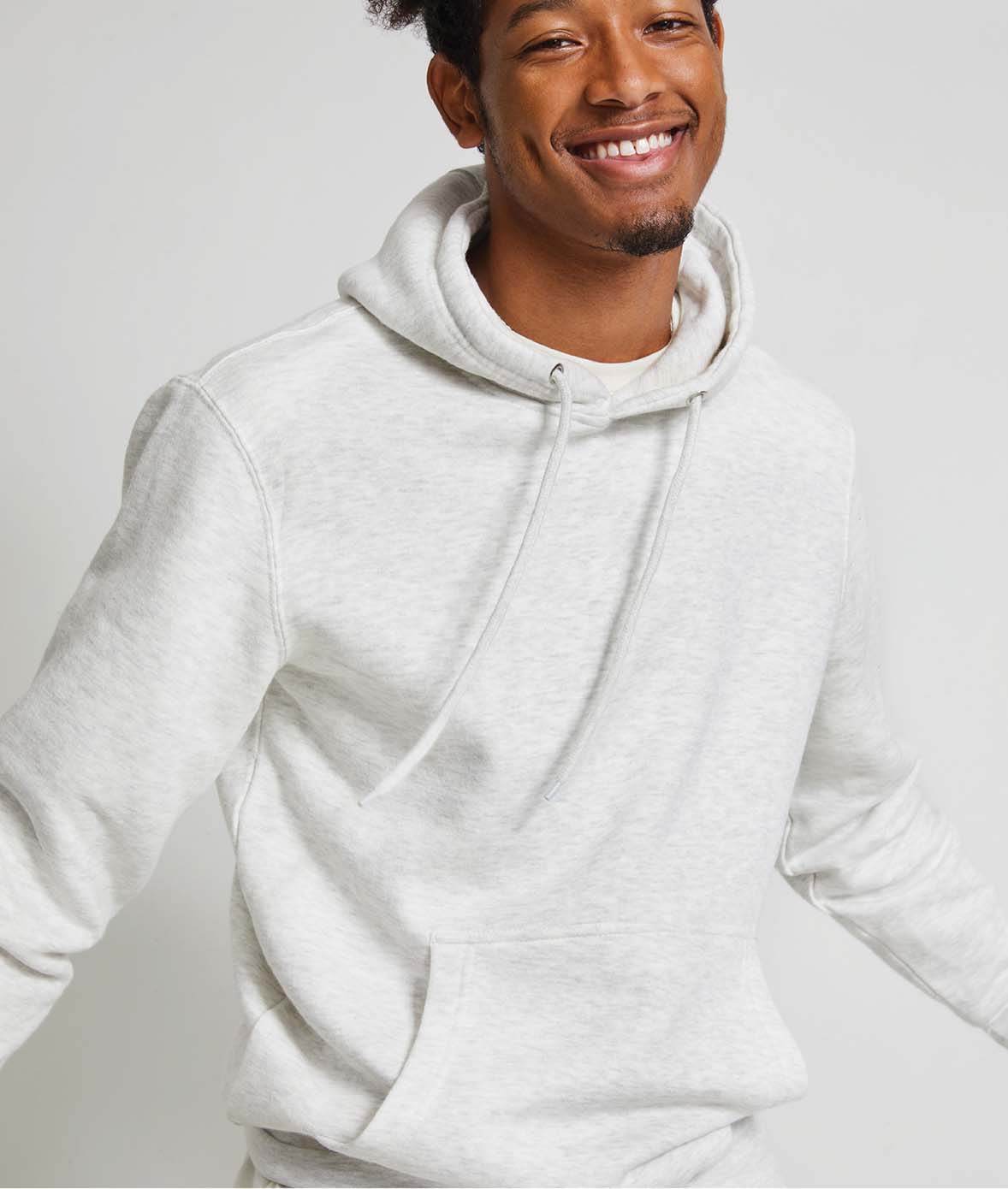 Men's Midweight Premium Pullover Sweatshirt Hoodie Worn by Model