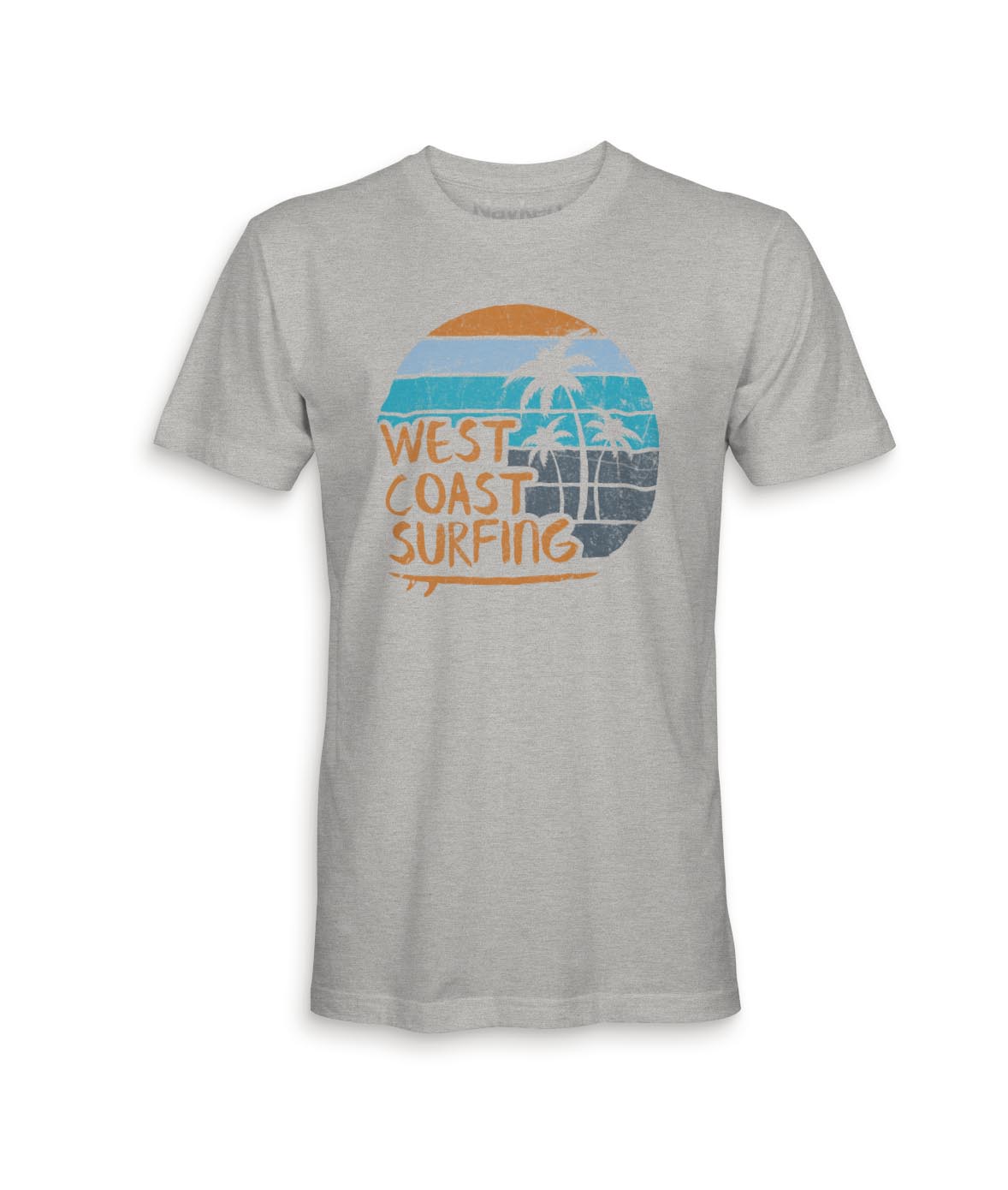 Nayked Apparel Men Men's Ridiculously Soft 100% Cotton Graphic Tee | West Coast Surfing Heather Grey / X-Small / NA0036