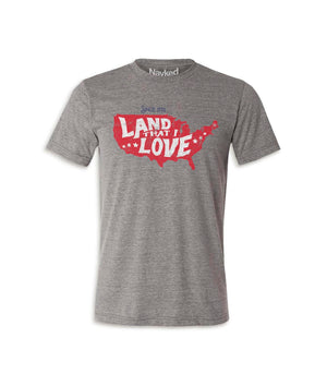 Nayked Apparel Men Men's Ridiculously Soft Lightweight Graphic Tee | Land that I Love Grey Triblend / X-Small / NA1334-1776
