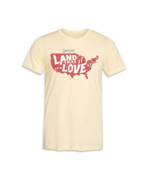 Nayked Apparel Men Men's Ridiculously Soft Lightweight Graphic Tee | Land that I Love Pale Yellow Triblend / X-Small / NA1334-1776