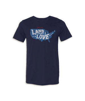 Nayked Apparel Men Men's Ridiculously Soft Lightweight Graphic Tee | Land that I Love Solid Navy Triblend / X-Small / NA1334-1776
