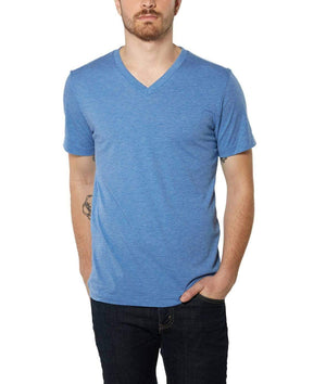 Nayked Apparel Men Men's Ridiculously Soft Lightweight V-Neck T-Shirt | Classic Blue Triblend / Small / NA415C3