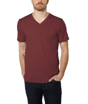 Nayked Apparel Men Men's Ridiculously Soft Lightweight V-Neck T-Shirt | Classic Maroon Triblend / Small / NA415C3