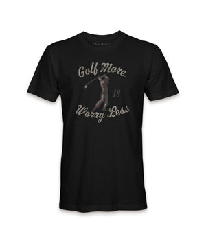 Nayked Apparel Men Men's Ridiculously Soft Midweight Graphic T-Shirt | Golf More, Worry Less Black / X-Small / NA210N6-GMWL