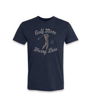 Nayked Apparel Men Men's Ridiculously Soft Midweight Graphic T-Shirt | Golf More, Worry Less Midnight Navy / X-Small / NA210N6-GMWL