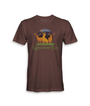 Nayked Apparel Men Men's Ridiculously Soft Midweight Graphic Tee | Yellowstone Park Espresso / X-Small / NA210N6-YP