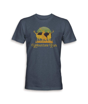 Nayked Apparel Men Men's Ridiculously Soft Midweight Graphic Tee | Yellowstone Park Midnight Navy / X-Small / NA210N6-YP