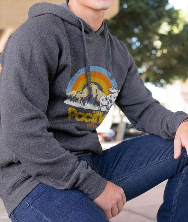 Nayked Apparel Men Men's Ridiculously Soft Midweight Raglan Hooded Graphic Sweatshirt  | Pacific Northwest