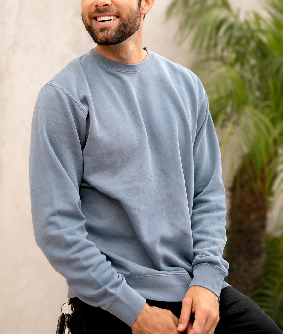 Men's Ridiculously Soft Pigment-Dyed Sweatshirt Worn by Model