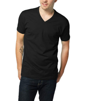 Nayked Apparel Men Men's Ridiculously Soft Short Sleeve V-Neck 100% Cotton Shirt Black / X-Small / NA200N3