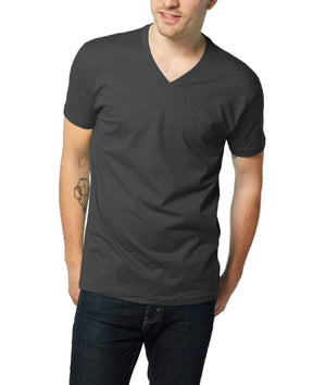 Nayked Apparel Men Men's Ridiculously Soft Short Sleeve V-Neck 100% Cotton Shirt Heavy Metal / X-Small / NA200N3