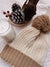 Soft Chunky Knit Two-Tone Hat with Pom Pom and Solid Color Beanie with Pom Pom and Cuff