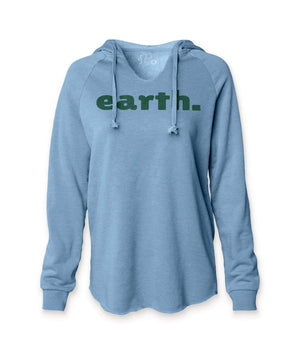 Nayked Apparel Women Women's California Wave Wash Graphic Hoodie | Earth Misty Blue / X-Small / NAY-I-PRM0025-ED