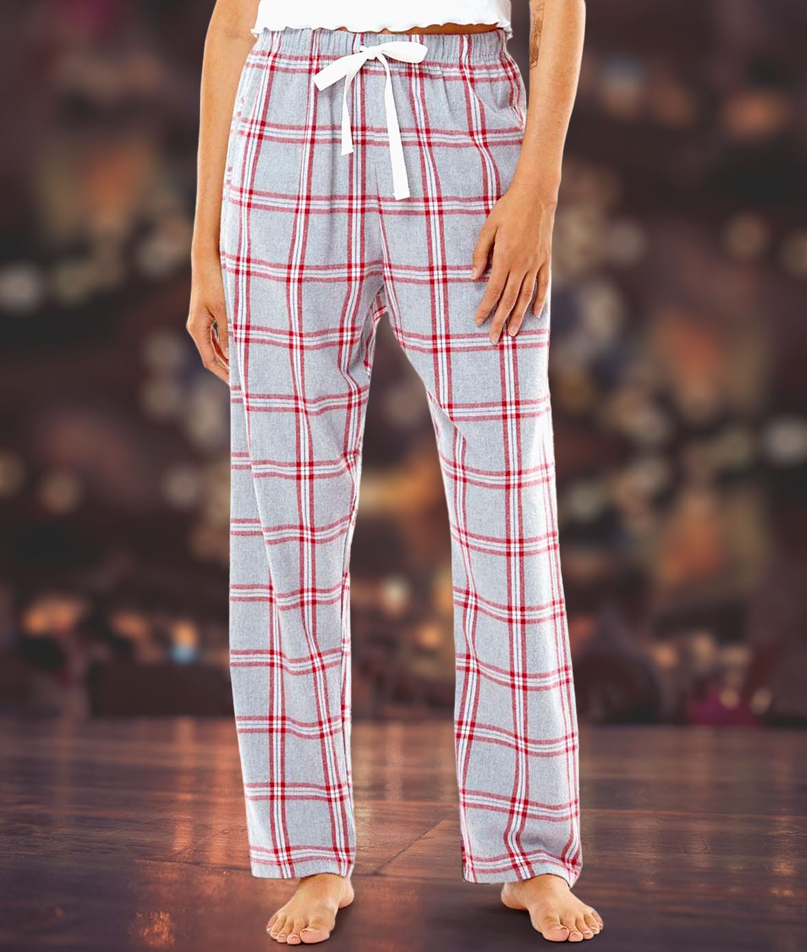 Women's Ridiculously Soft Brushed Flannel Lounge Pants with Pockets Worn by Model