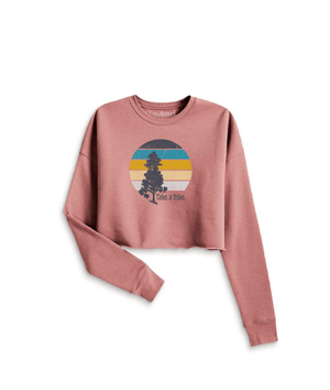 Nayked Apparel Women Women's Ridiculously Soft Cropped Graphic Pullover Sweatshirt | Take a Hike Mauve / Small / NAY-B-0375-HIKE