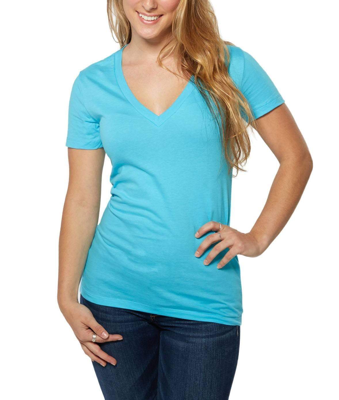 Nayked Apparel Women Women's Ridiculously Soft Deep V-Neck T-shirt