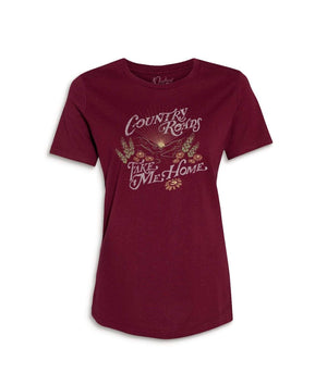 Nayked Apparel Women Women's Ridiculously Soft Graphic Tee | Country Roads Maroon / Small / NAY-0064-CRDS