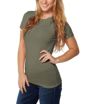Nayked Apparel Women Women's Ridiculously Soft Lightweight Crew Neck T-Shirt Military Green Triblend / Small / NA1067