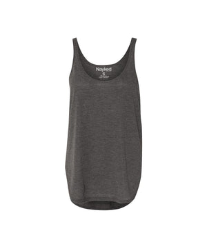 Nayked Apparel Women Women's Ridiculously Soft Lightweight Flowy Tank Top with Side Slits Dark Grey Heather / 2X-Large / NAY-B-0288