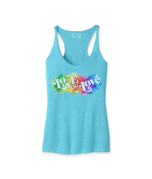 Nayked Apparel Women Women's Ridiculously Soft Lightweight Graphic Racerback Tank | Love is Love Aqua Triblend / X-Small / NAY-B-3084-PR5