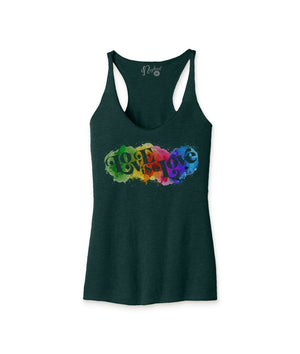Nayked Apparel Women Women's Ridiculously Soft Lightweight Graphic Racerback Tank | Love is Love Emerald Triblend / X-Small / NAY-B-3084-PR5