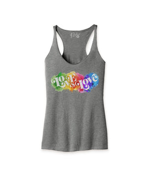 Nayked Apparel Women Women's Ridiculously Soft Lightweight Graphic Racerback Tank | Love is Love Grey Triblend / X-Small / NAY-B-3084-PR5