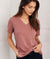 Women's Ridiculously Soft Relaxed Fit Midweight V-Neck T-Shirt Worn by Model