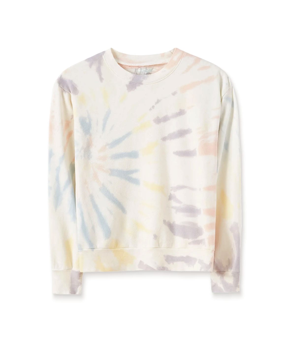 Women's Soft Tie Dye Recycled Washed Terry Pullover Worn by Model